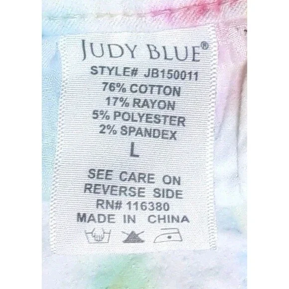 Judy Blue Women's Pastel Tie Dye Shorts Sz Large Raw Edge Mid-rise Stretch Denim - Picture 3 of 8